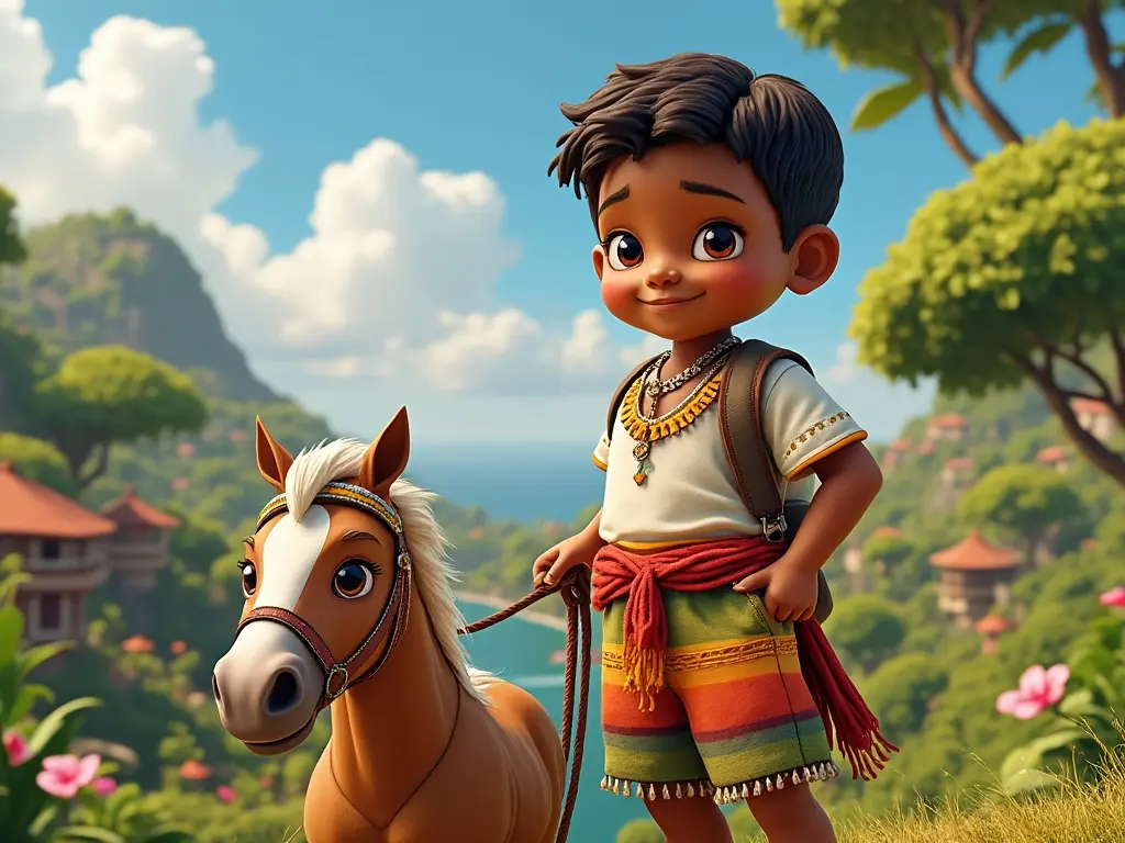 3D character of a boy with a horse