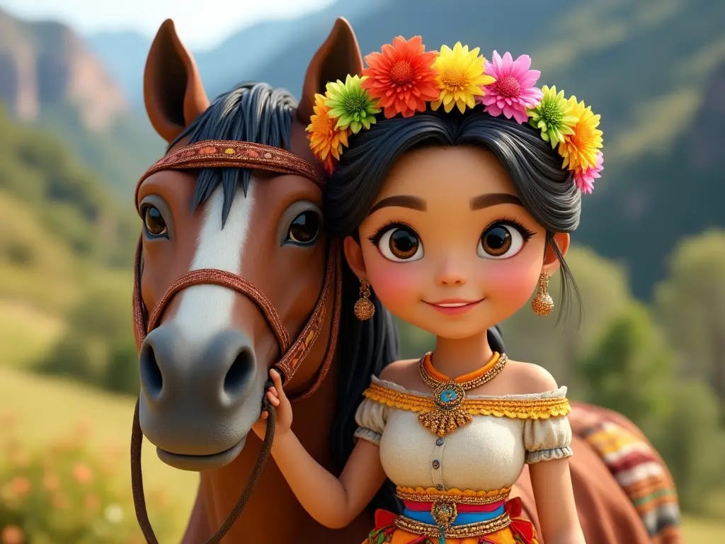 3D character of a girl with a horse