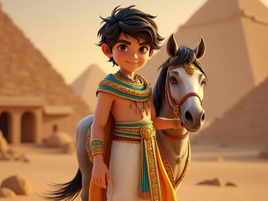 3D character of a boy with a horse