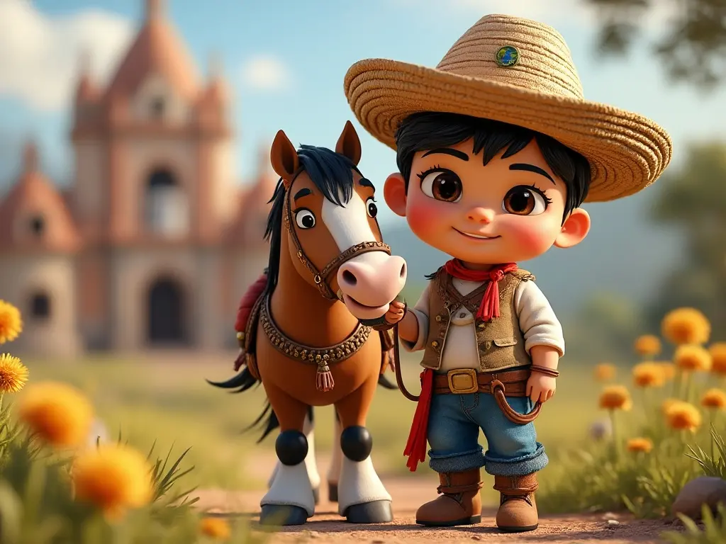 3D character of a boy with a horse