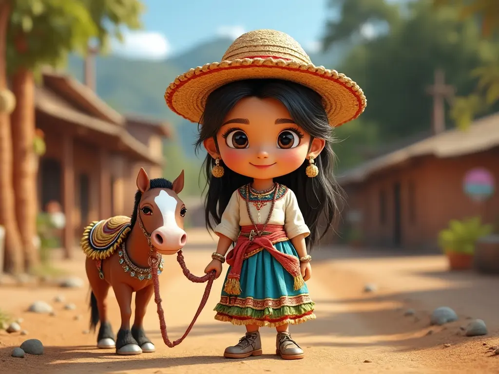 3D character of a girl with a horse