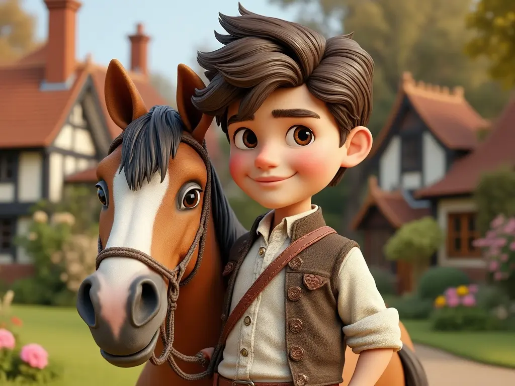 3D character of a boy with a horse