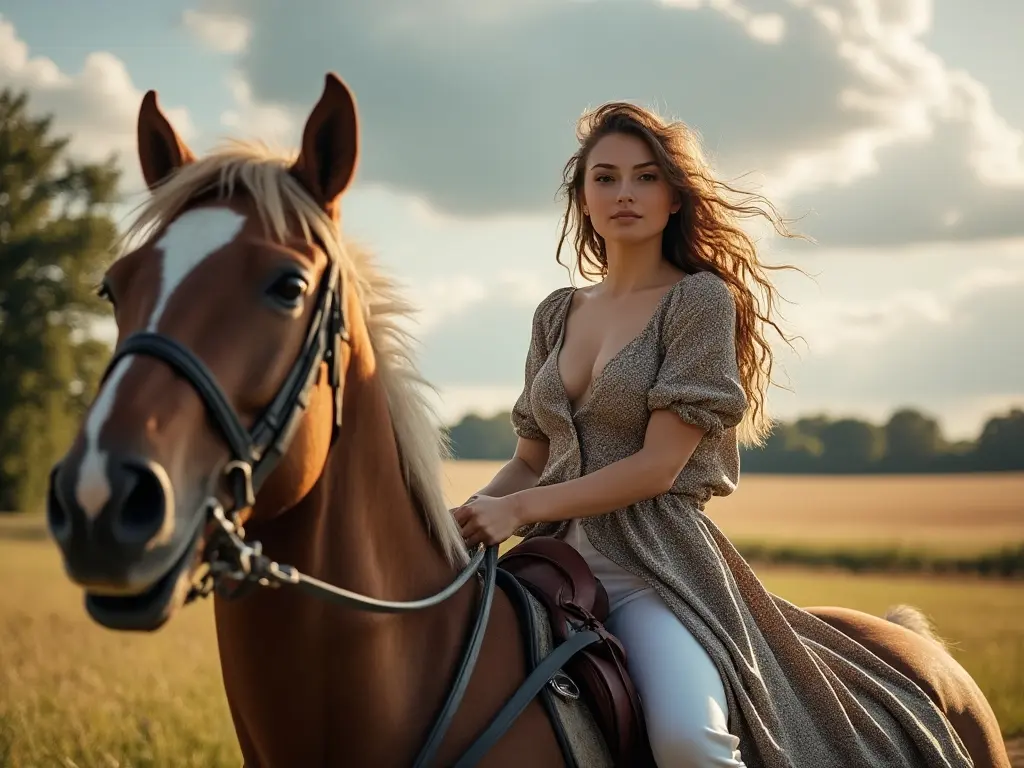 Traditional English woman with a horse