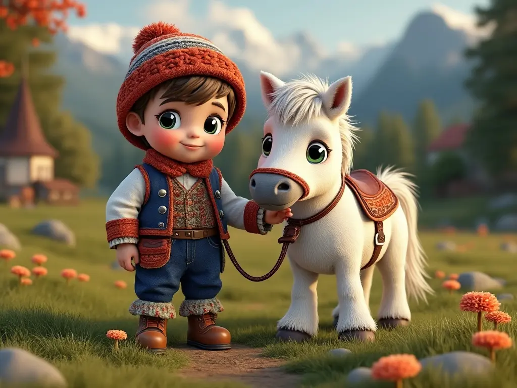 3D character of a boy with a horse