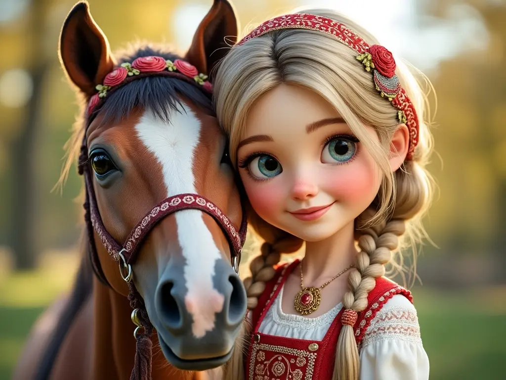 3D character of a girl with a horse