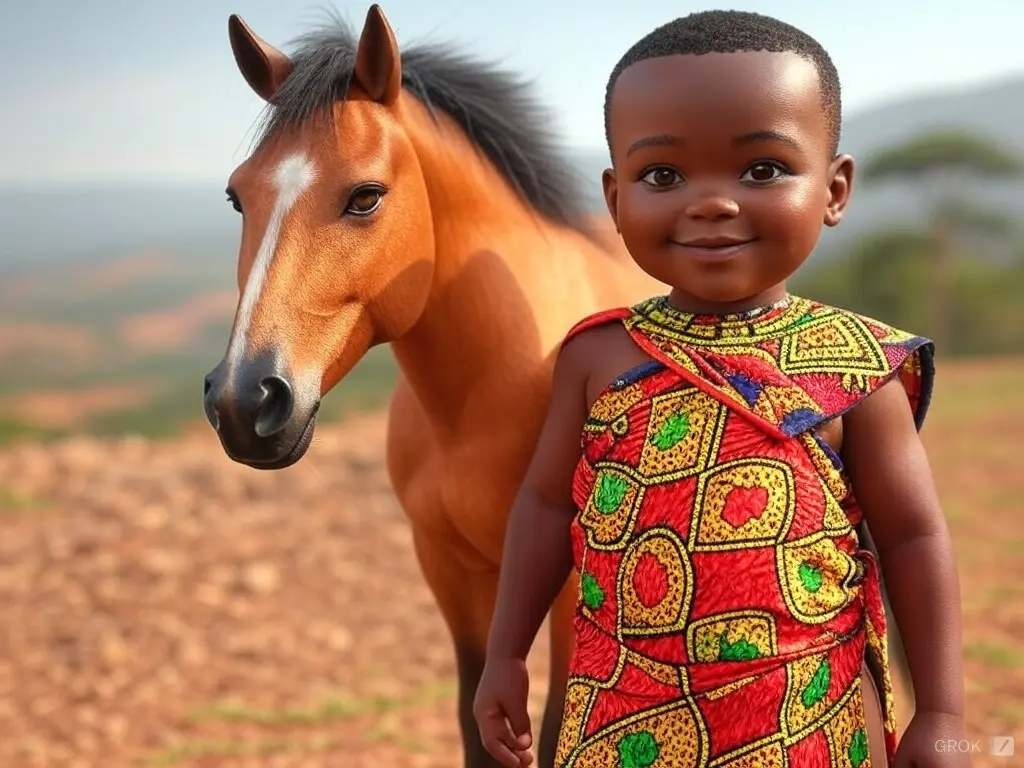 3D character of a boy with a horse