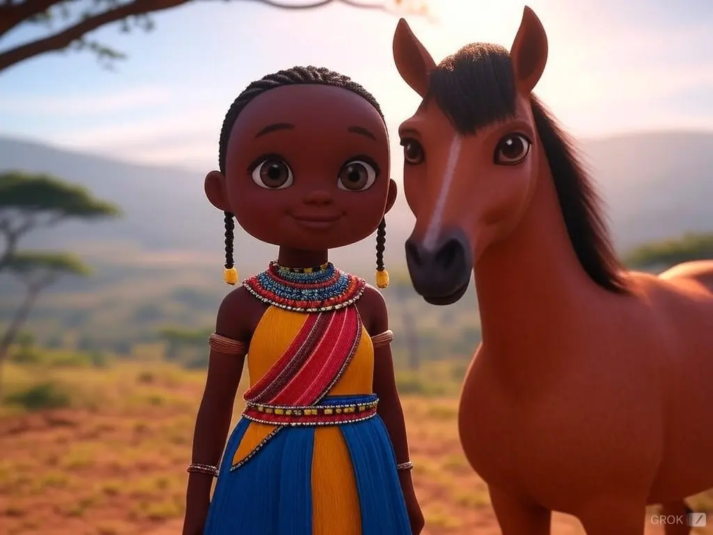 3D character of a girl with a horse