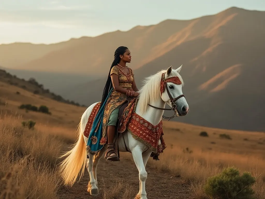 Traditional Ethiopian woman with a horse