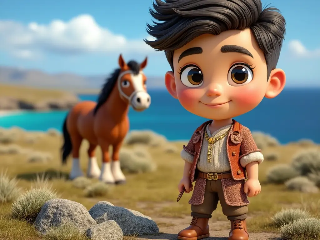 3D character of a boy with a horse