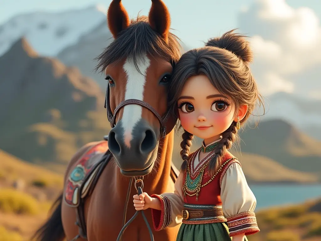 3D character of a girl with a horse