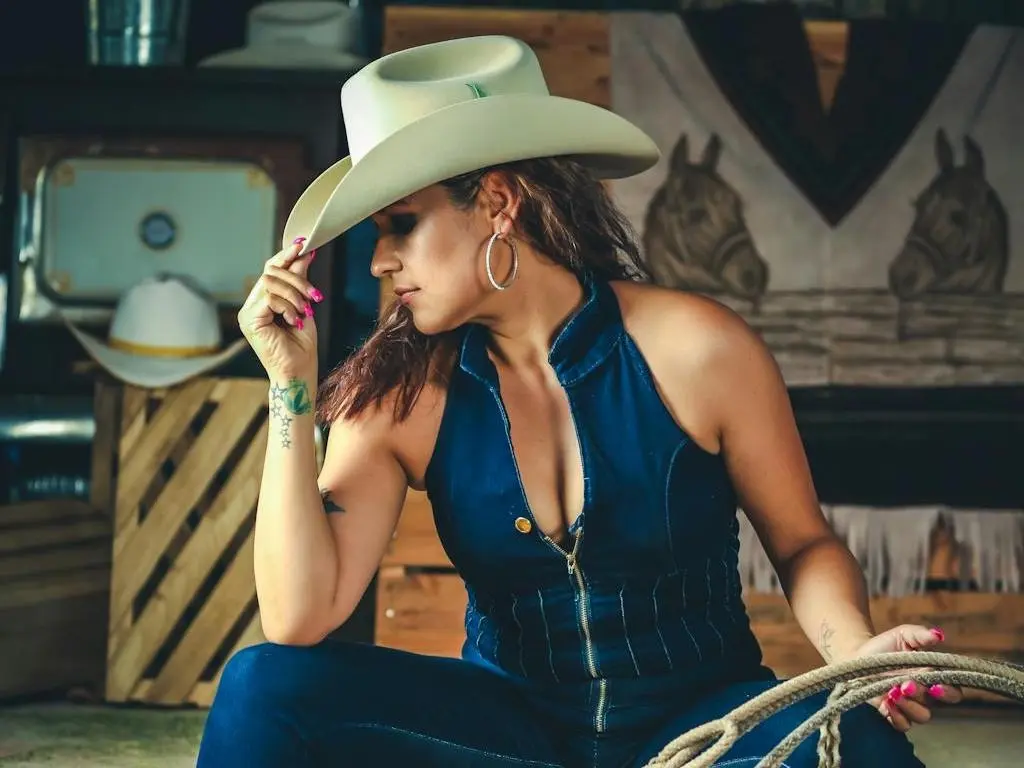 Woman wearing a cowboy hat