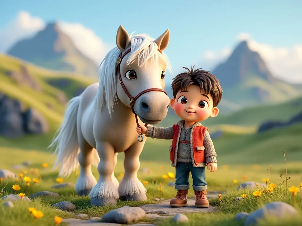 3D character of a boy with a horse