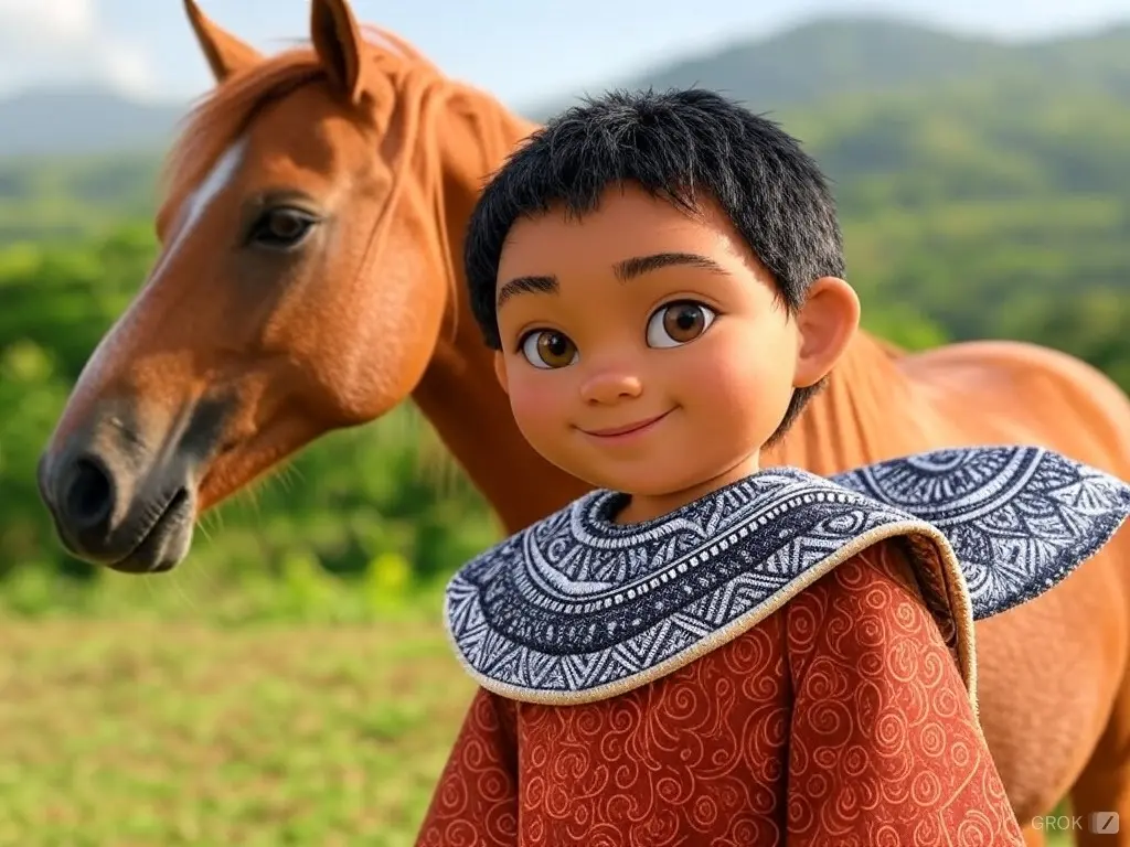 3D character of a boy with a horse