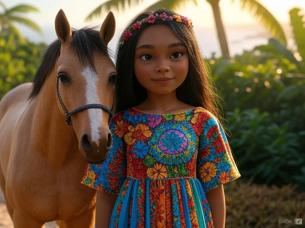 3D character of a girl with a horse
