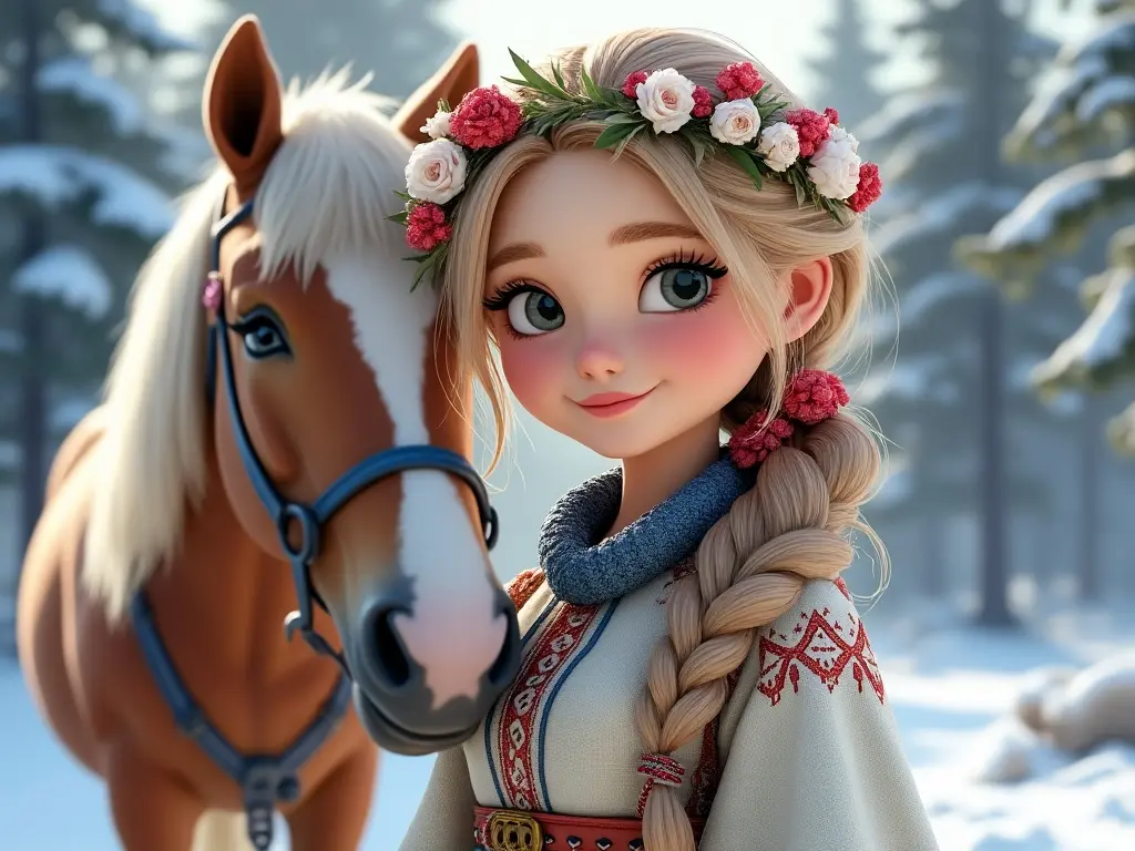 3D character of a girl with a horse