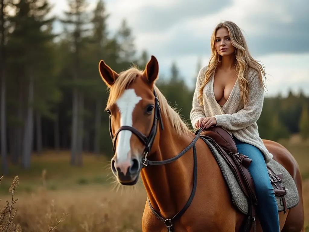 Traditional Finnish woman with a horse