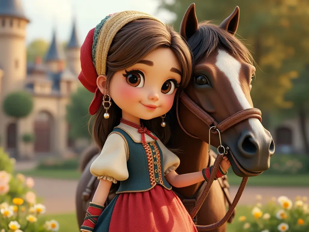 3D character of a girl with a horse