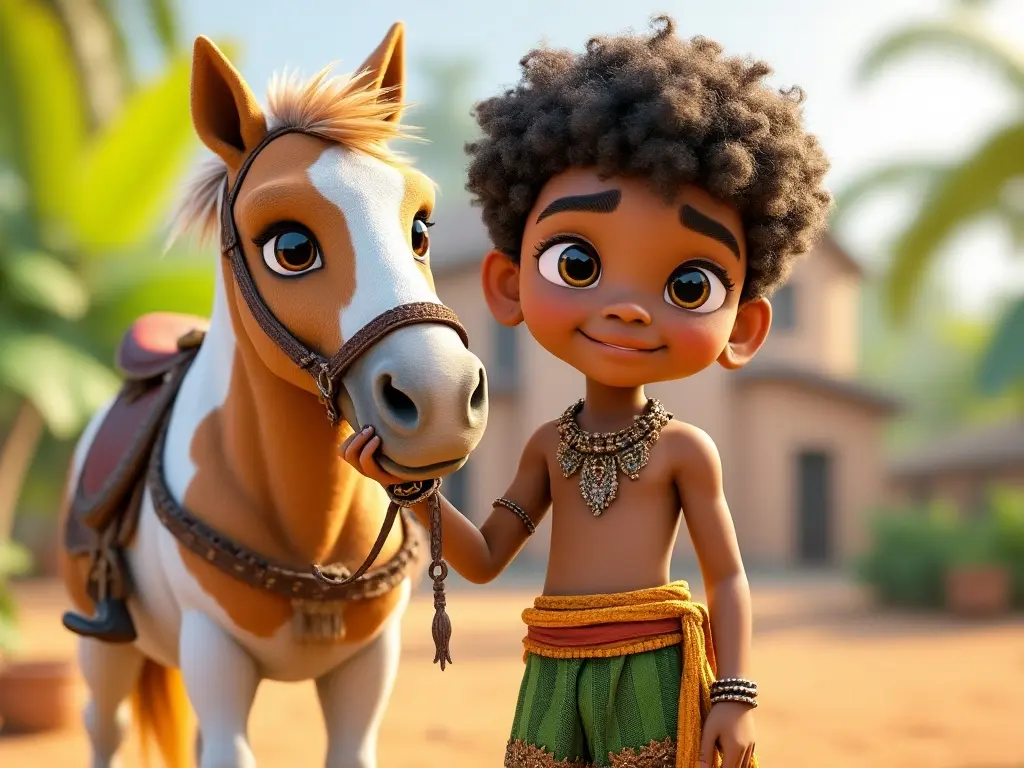 3D character of a boy with a horse