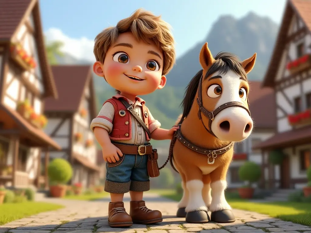 3D character of a boy with a horse