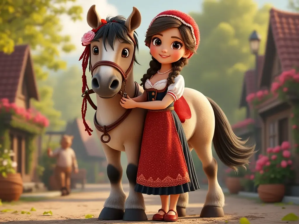 3D character of a girl with a horse