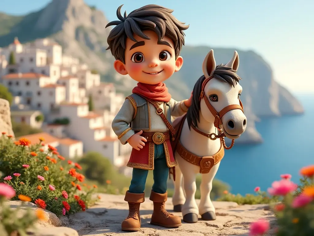 3D character of a boy with a horse