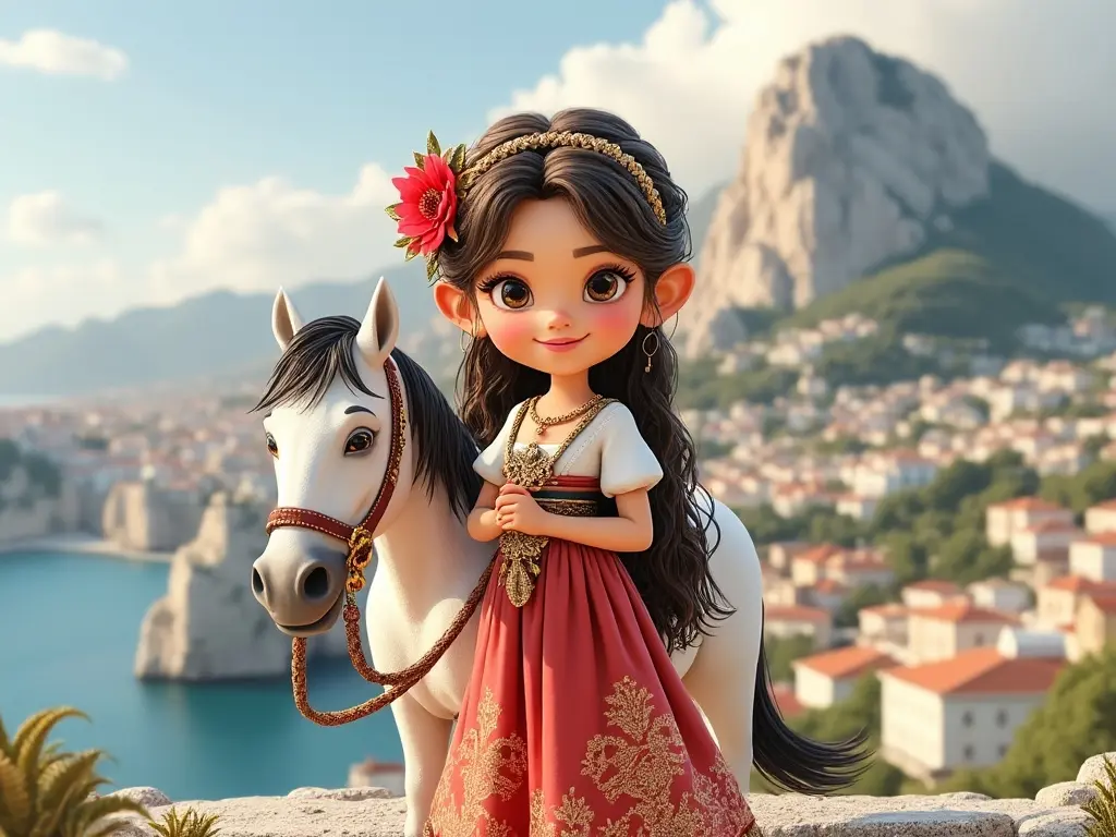 3D character of a girl with a horse