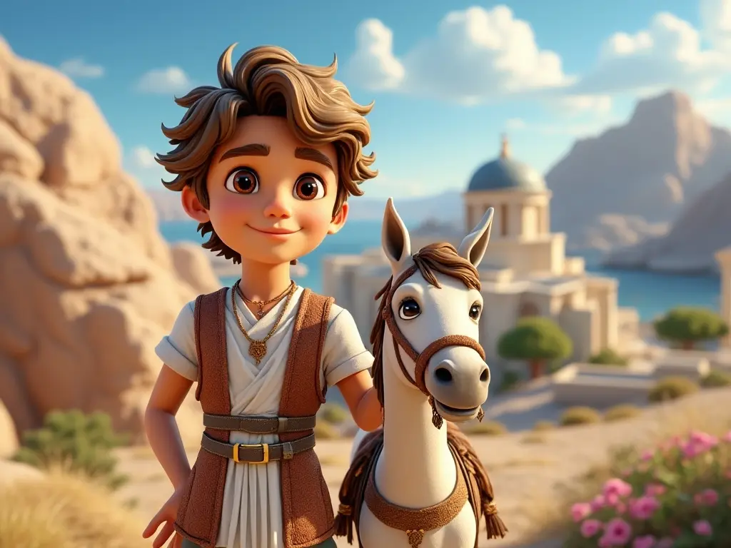 3D character of a boy with a horse