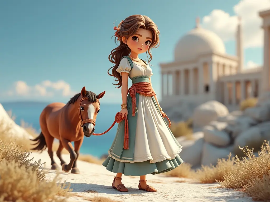 3D character of a girl with a horse