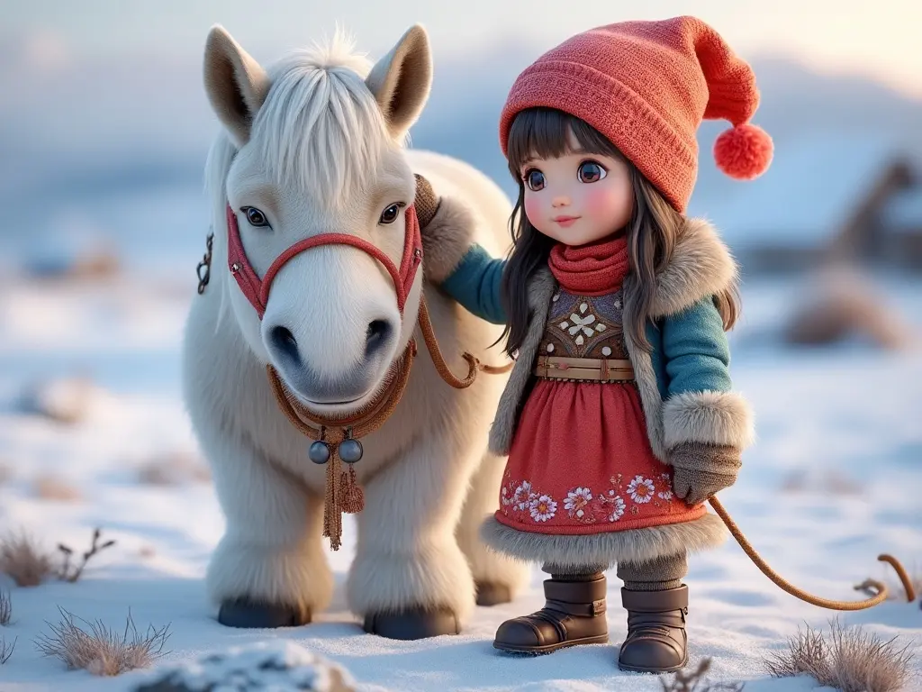 3D character of a girl with a horse