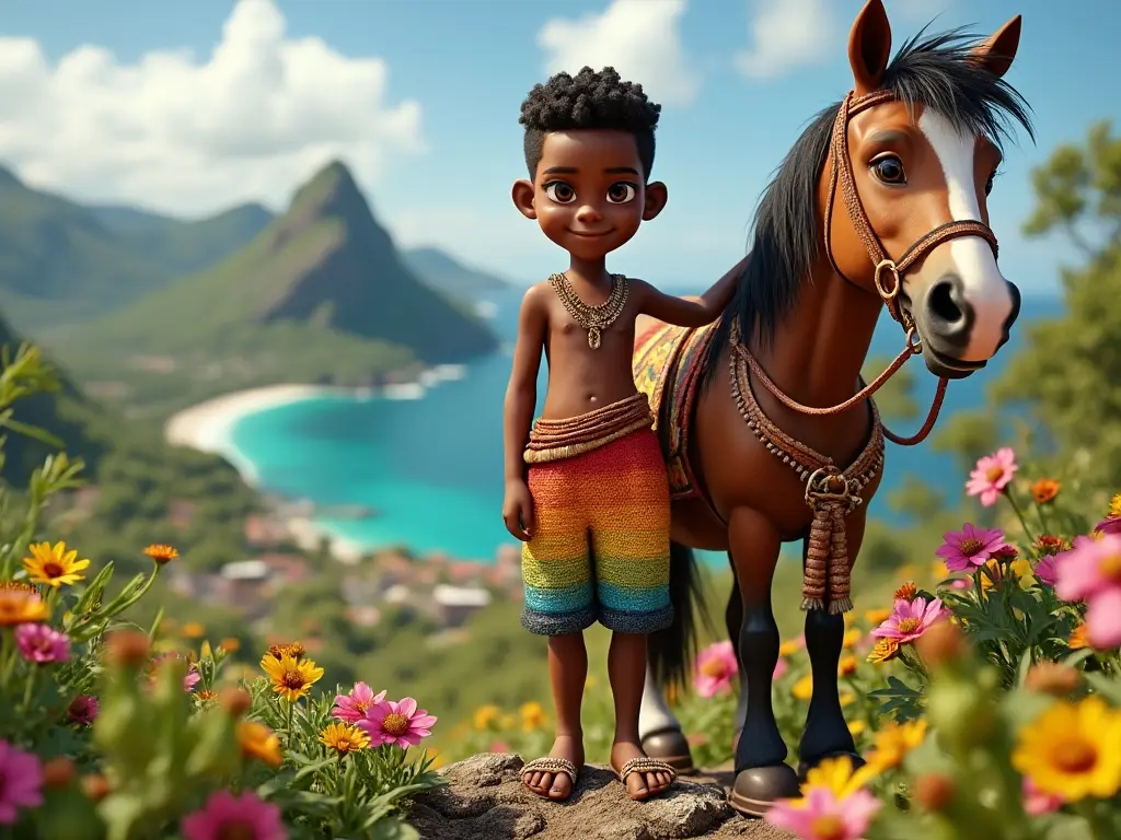 3D character of a boy with a horse