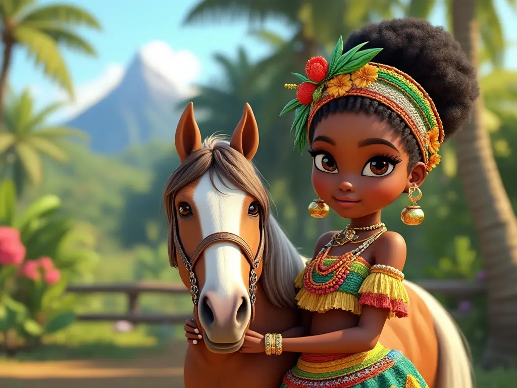 3D character of a girl with a horse