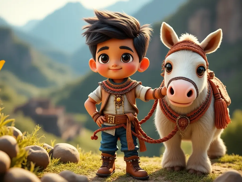 3D character of a boy with a horse