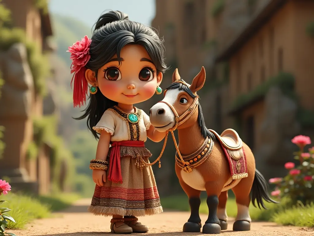 3D character of a girl with a horse