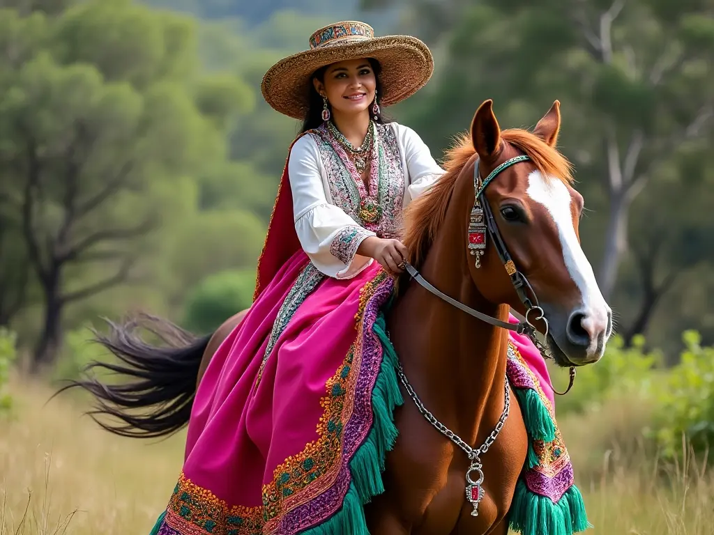 Traditional Guatemalan woman with a horse