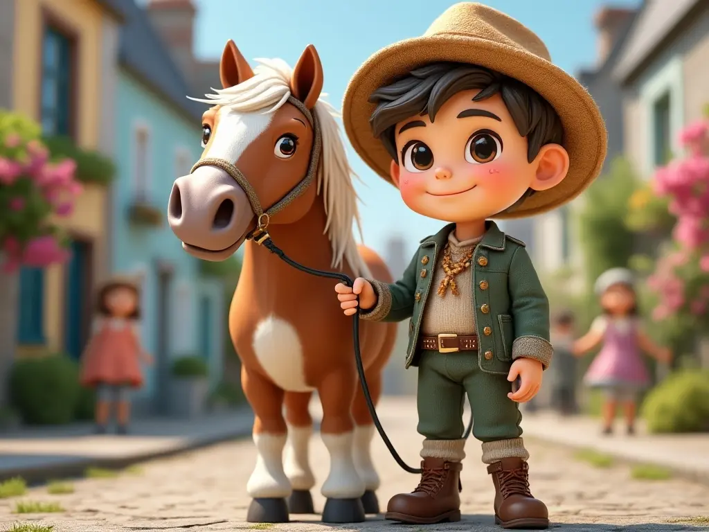 3D character of a boy with a horse