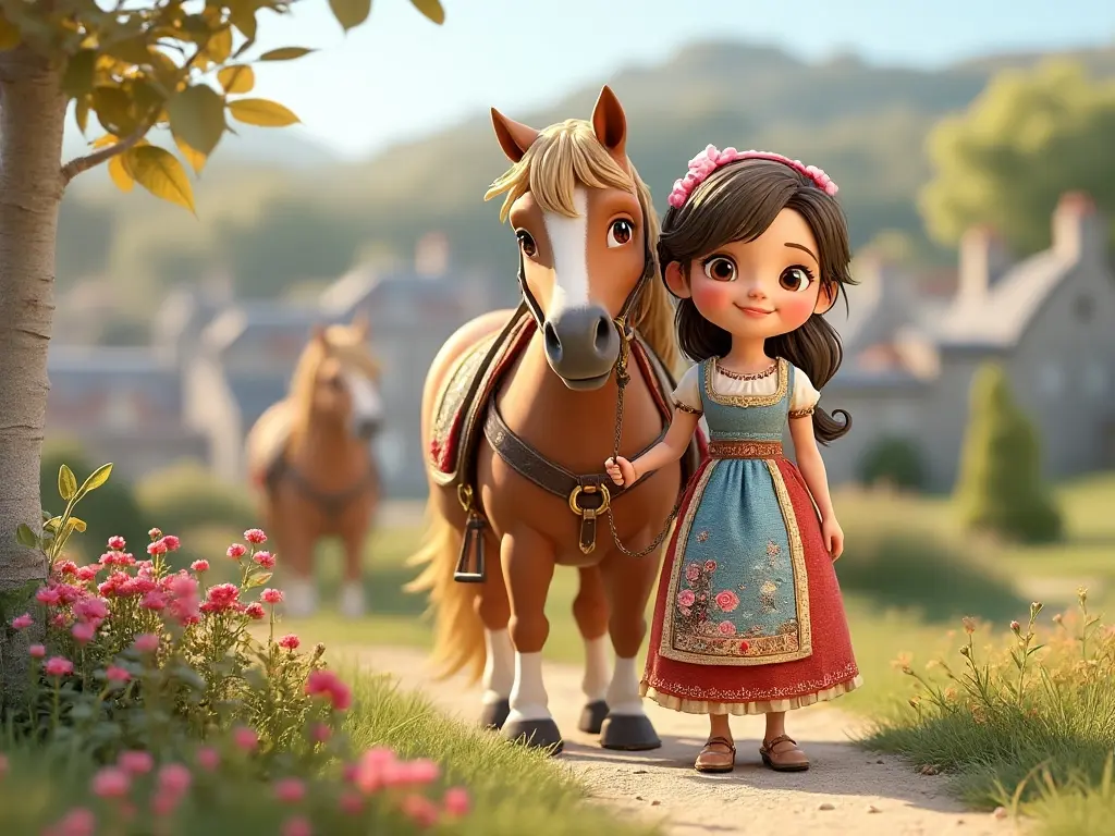 3D character of a girl with a horse