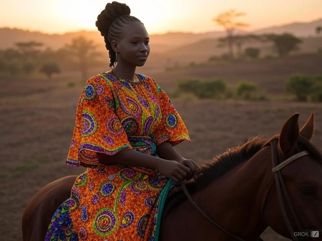 Traditional Guinea woman with a horse