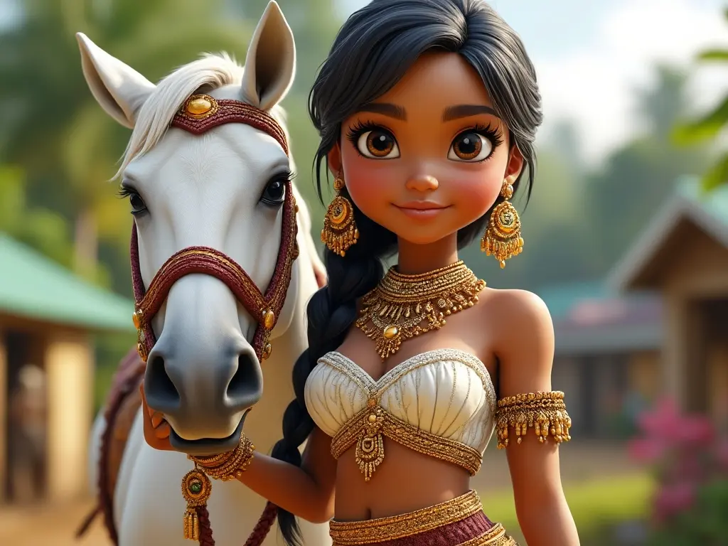 3D character of a girl with a horse