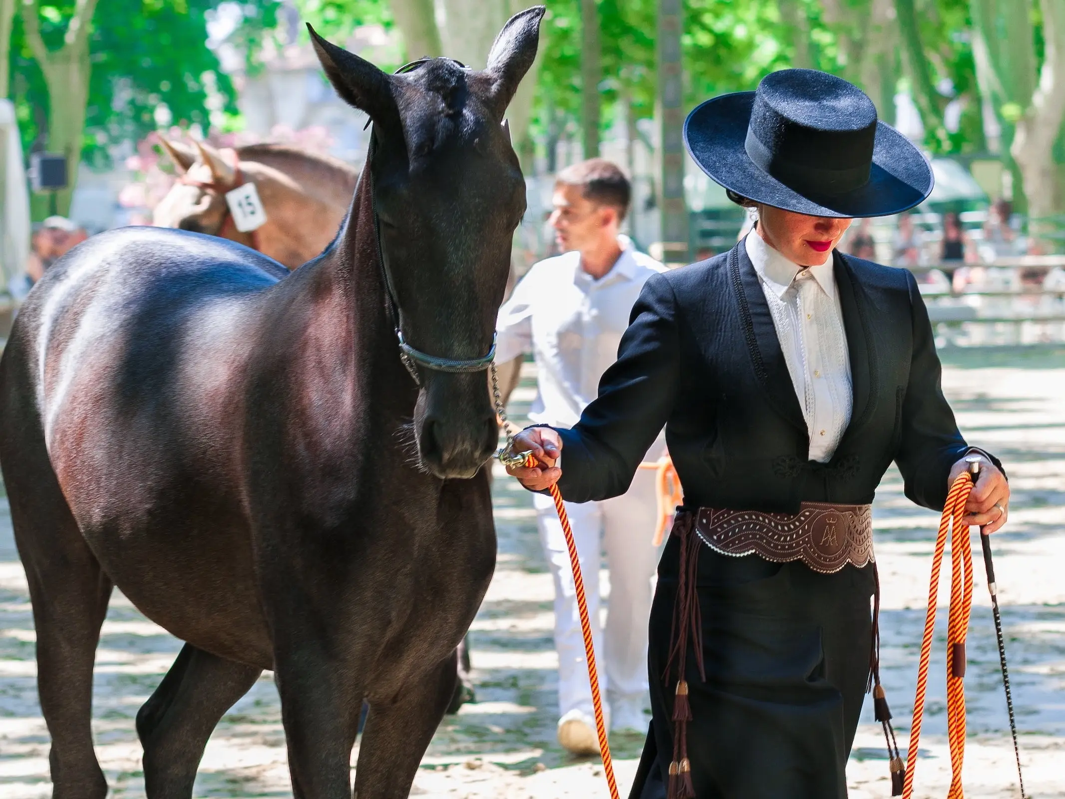 Woman standing with a horse