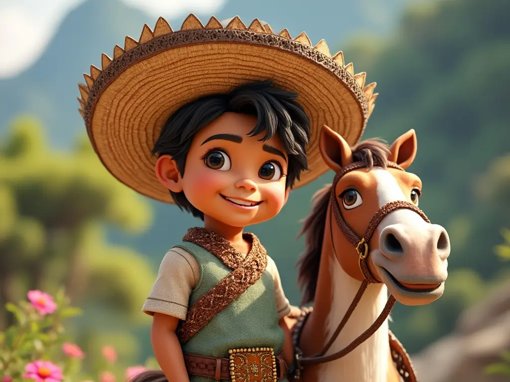 3D character of a boy with a horse