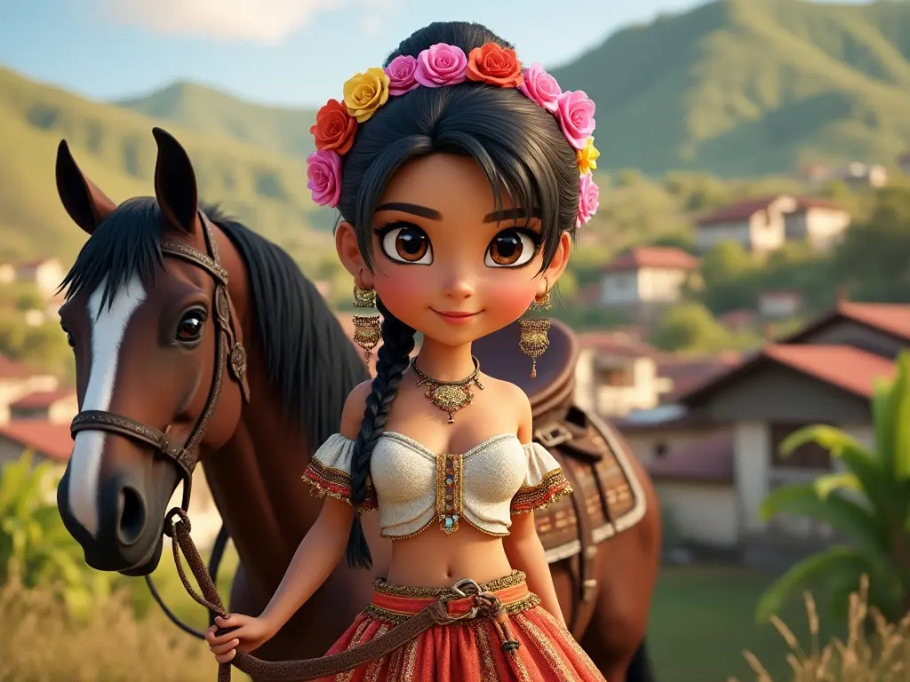 3D character of a girl with a horse