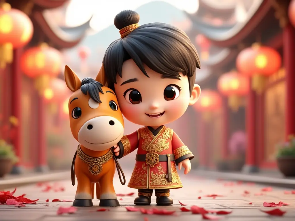 3D character of a boy with a horse