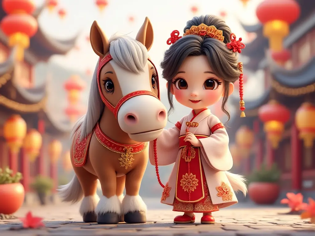 3D character of a girl with a horse