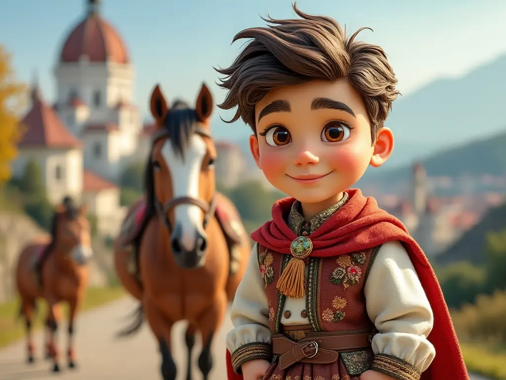 3D character of a boy with a horse