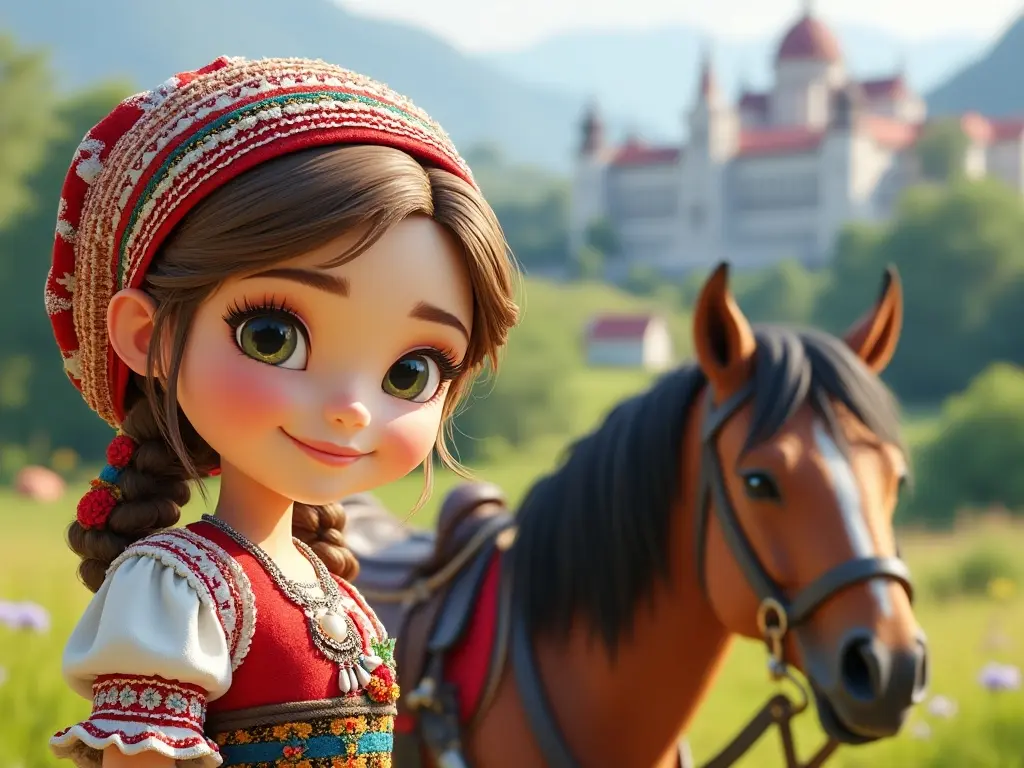 3D character of a girl with a horse