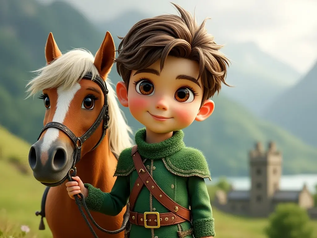 3D character of a boy with a horse