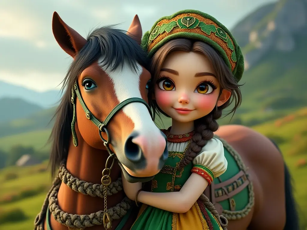 3D character of a girl with a horse