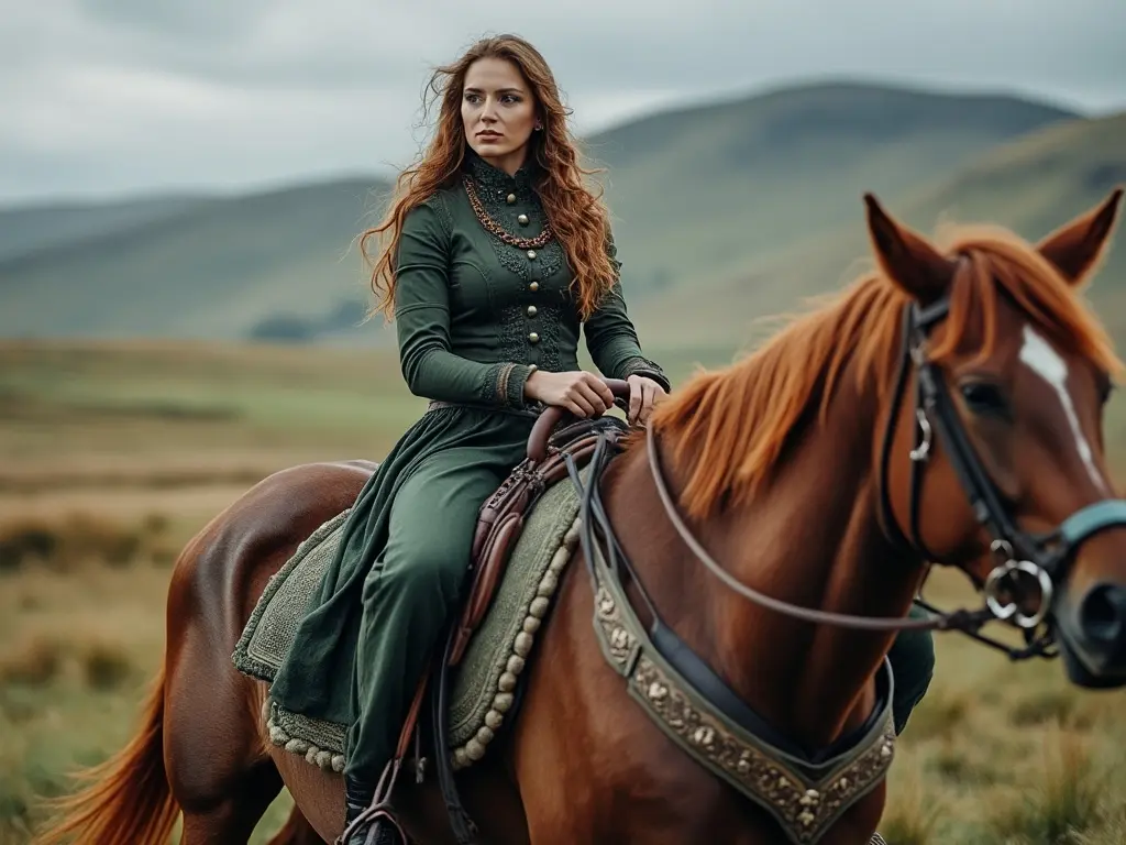 Traditional Irish woman with a horse