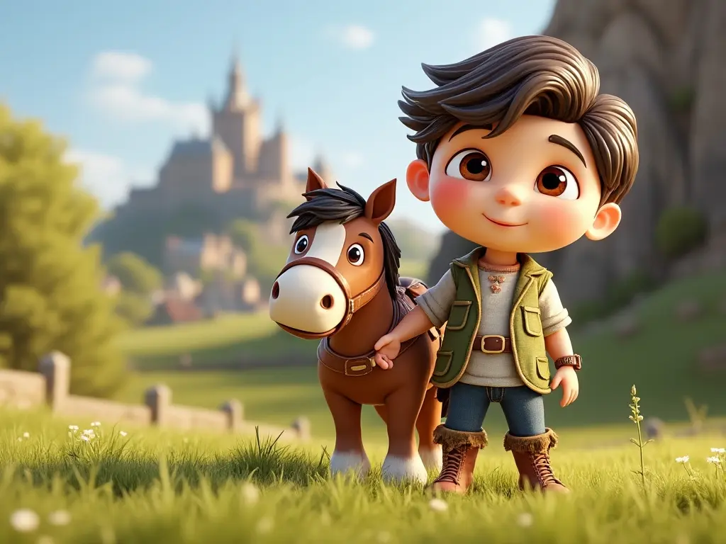 3D character of a boy with a horse