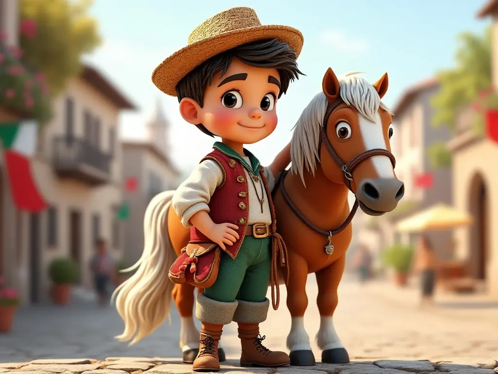 3D character of a boy with a horse